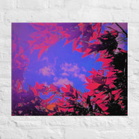 Vivid red leaves circling clouds-Canvas