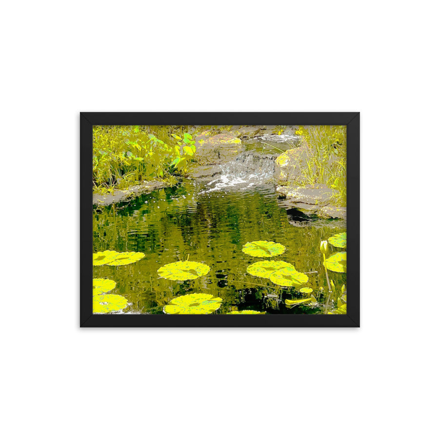 Impressions of waterfall and lily pads - Framed