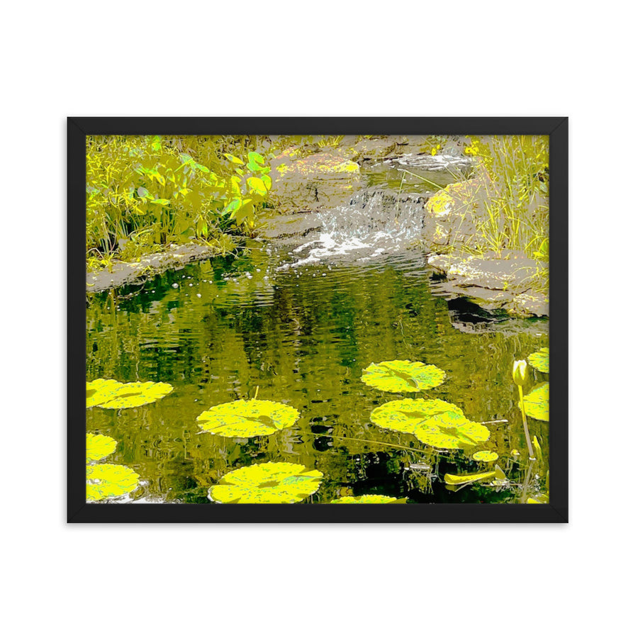 Impressions of waterfall and lily pads - Framed