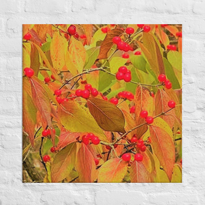 Fall leaves with berries - Canvas