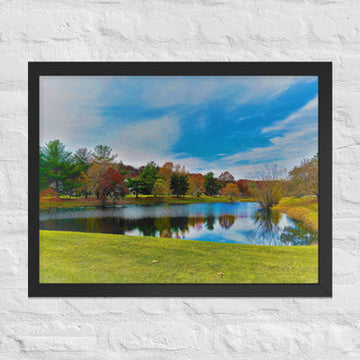 Subdivision lake in Fall  - Framed