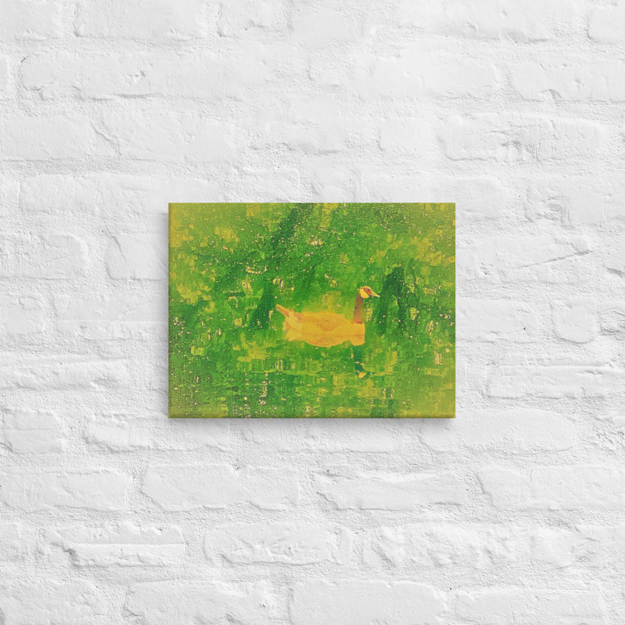 Goose among green reflections - Canvas