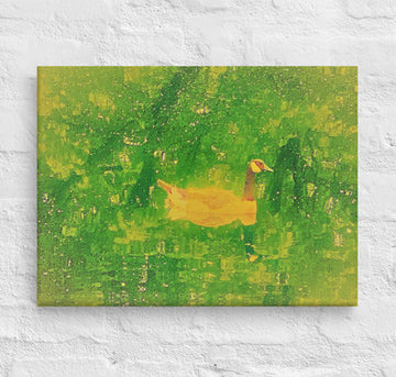 Goose among green reflections - Canvas