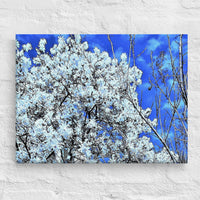 Flowering tree with matching dotted clouds - Unframed