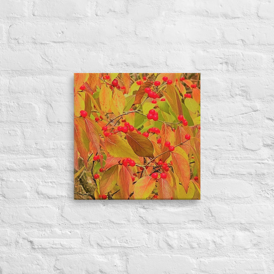 Fall leaves with berries - Canvas