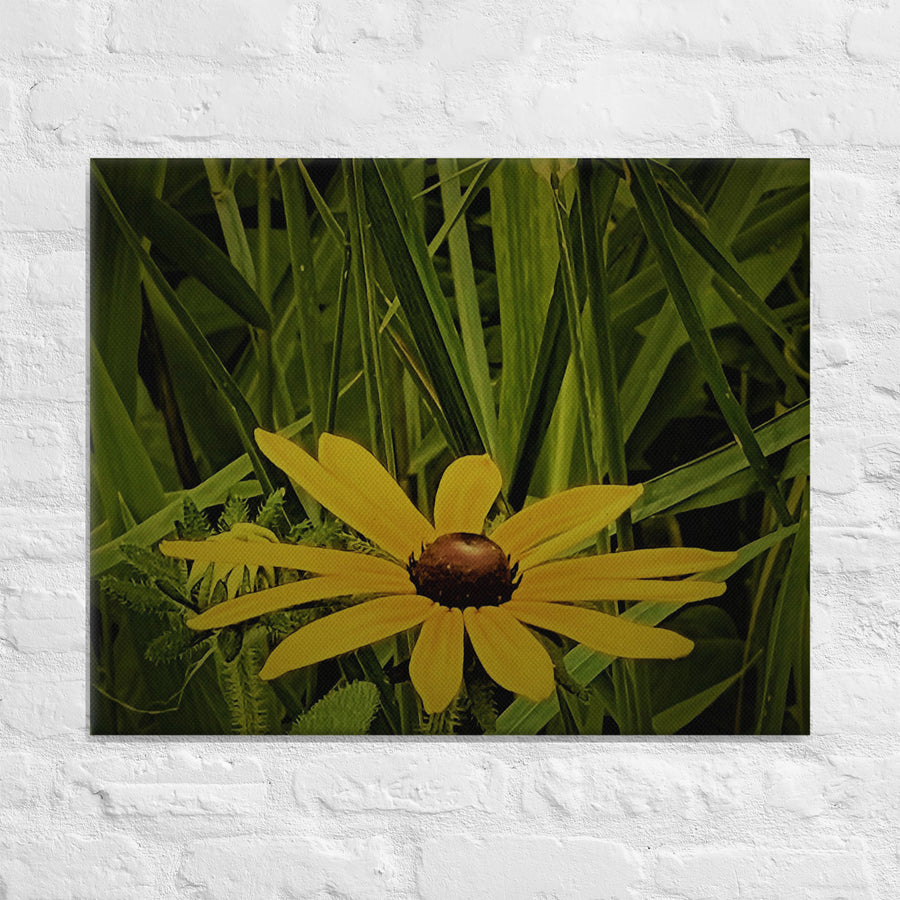 Single yellow flower with friends - Canvas