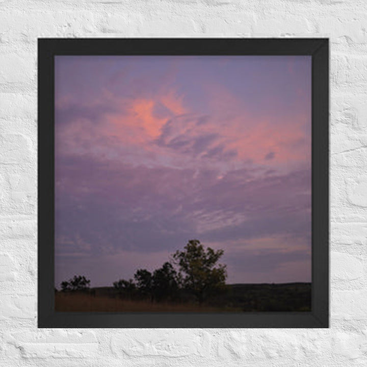 Trees with clouds in Flint Hills of Kansas - Framed
