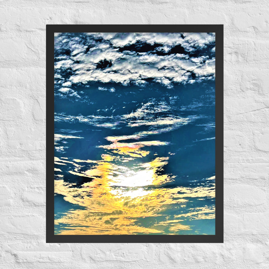 Sunrise through clouds - Framed
