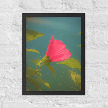 Flower and leaves floating in air - Framed