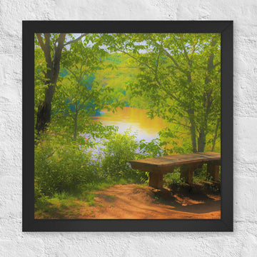Bench and river - Framed