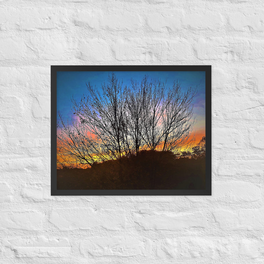 Sunrise behind tree top - Framed