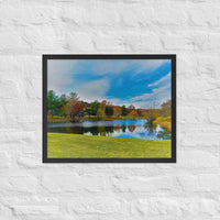 Subdivision lake in Fall  - Framed